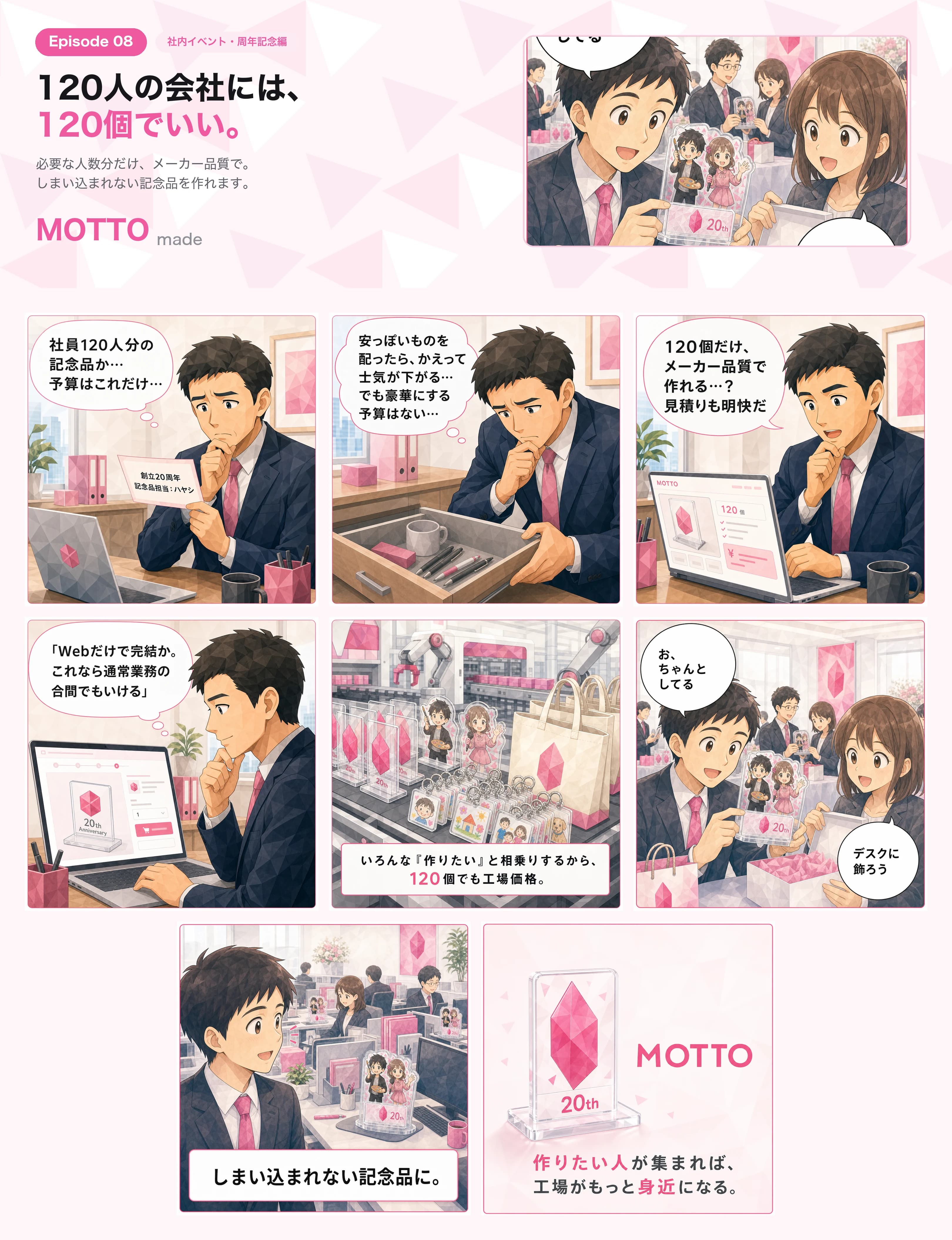社内イベント・周年記念「120人の会社には、120個でいい。」のマンガを読む
