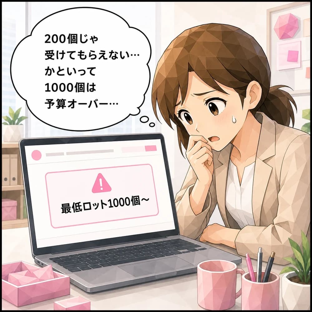 展示会・企業ノベルティのマンガ 第2コマ