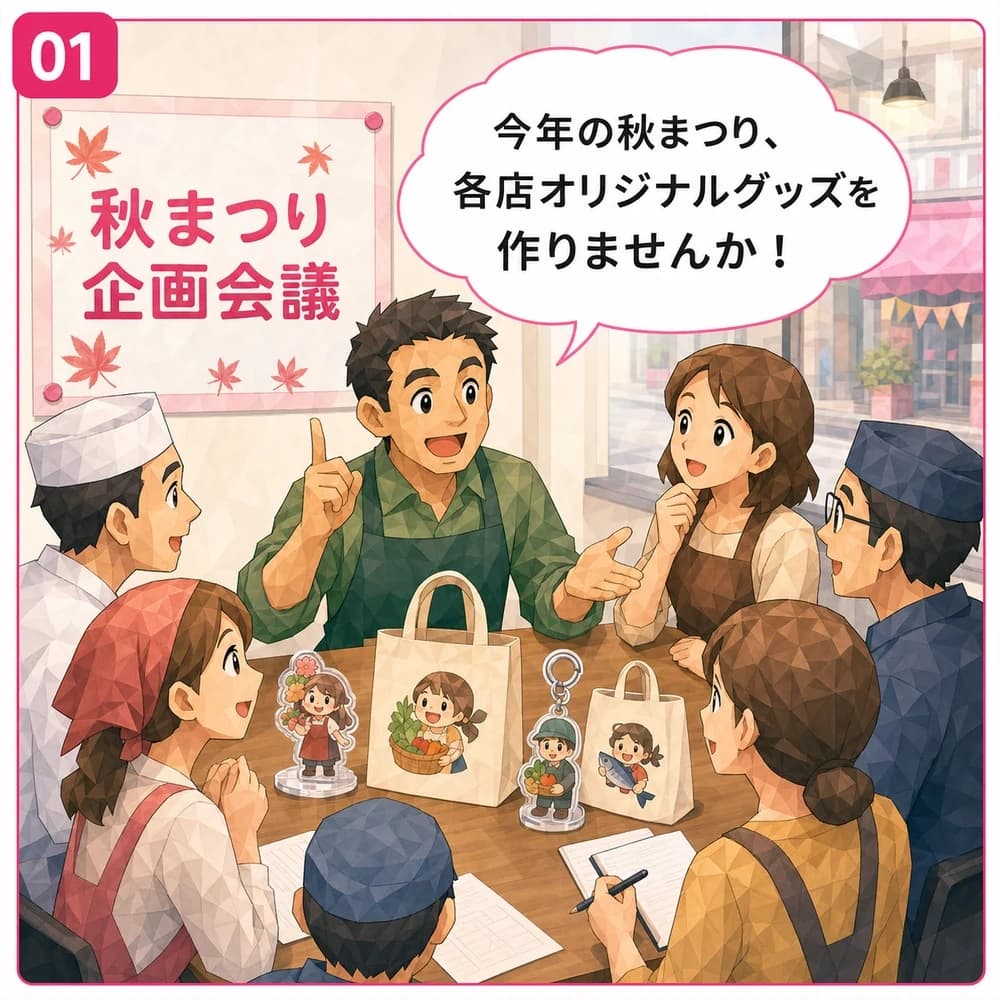 商店街・地域イベントのマンガ 第1コマ