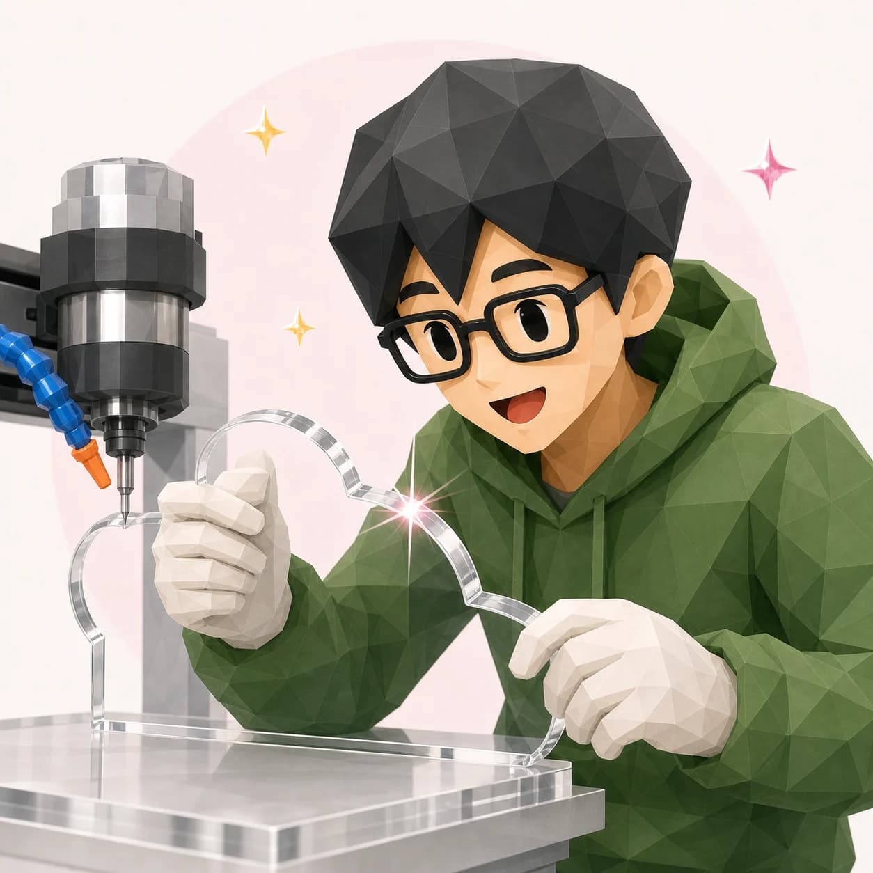 断面がきれいで、仕上がりが美しいのローポリイラスト
