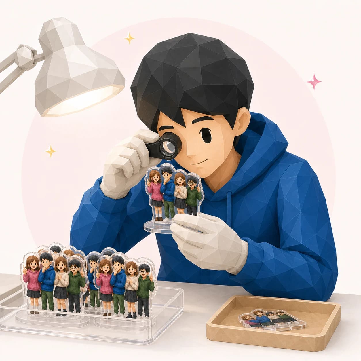 しっかり検品して届ける品質管理のローポリイラスト