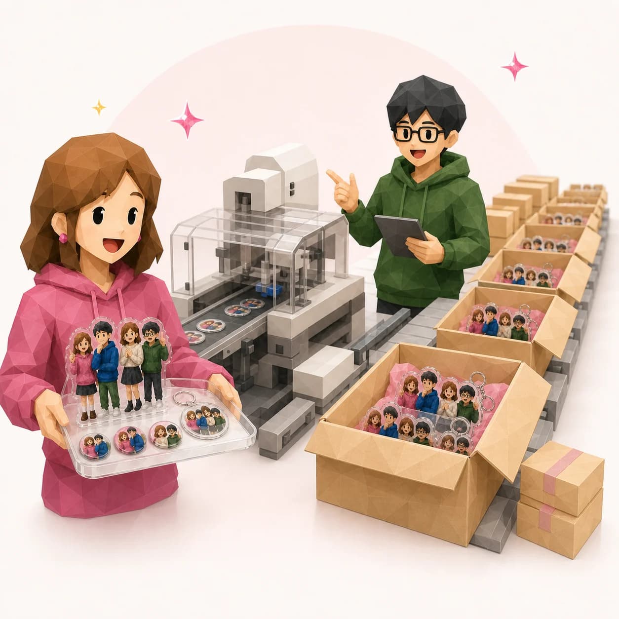 小ロットから、大量制作まで対応のローポリイラスト